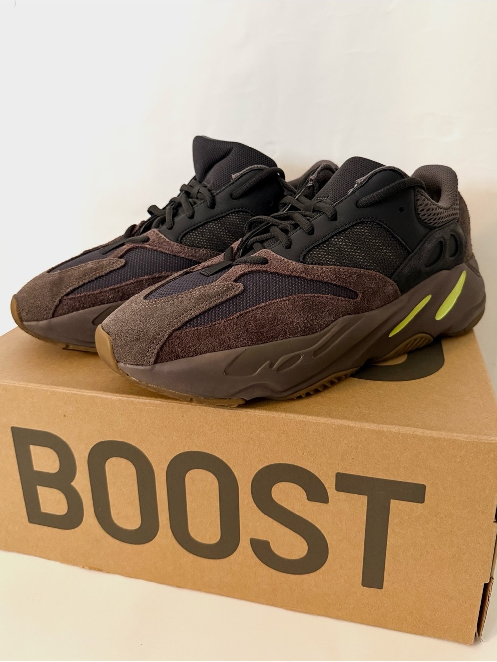 Yeezy Boost 700 Men's Sneakers - Brown, Black with Lime Accents
